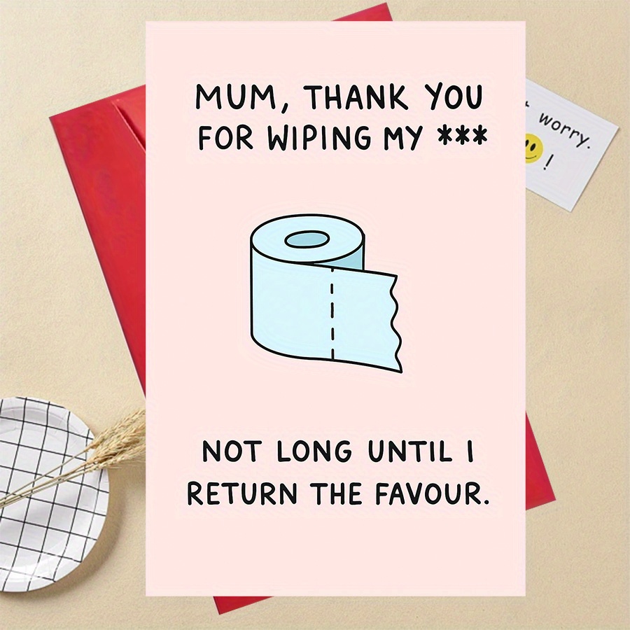 TEMU A Humorous Thank You Card For Mothers, Expressing Appreciation For Their Care And Support, Making It An Ideal Gift From Adults To Their Moms On