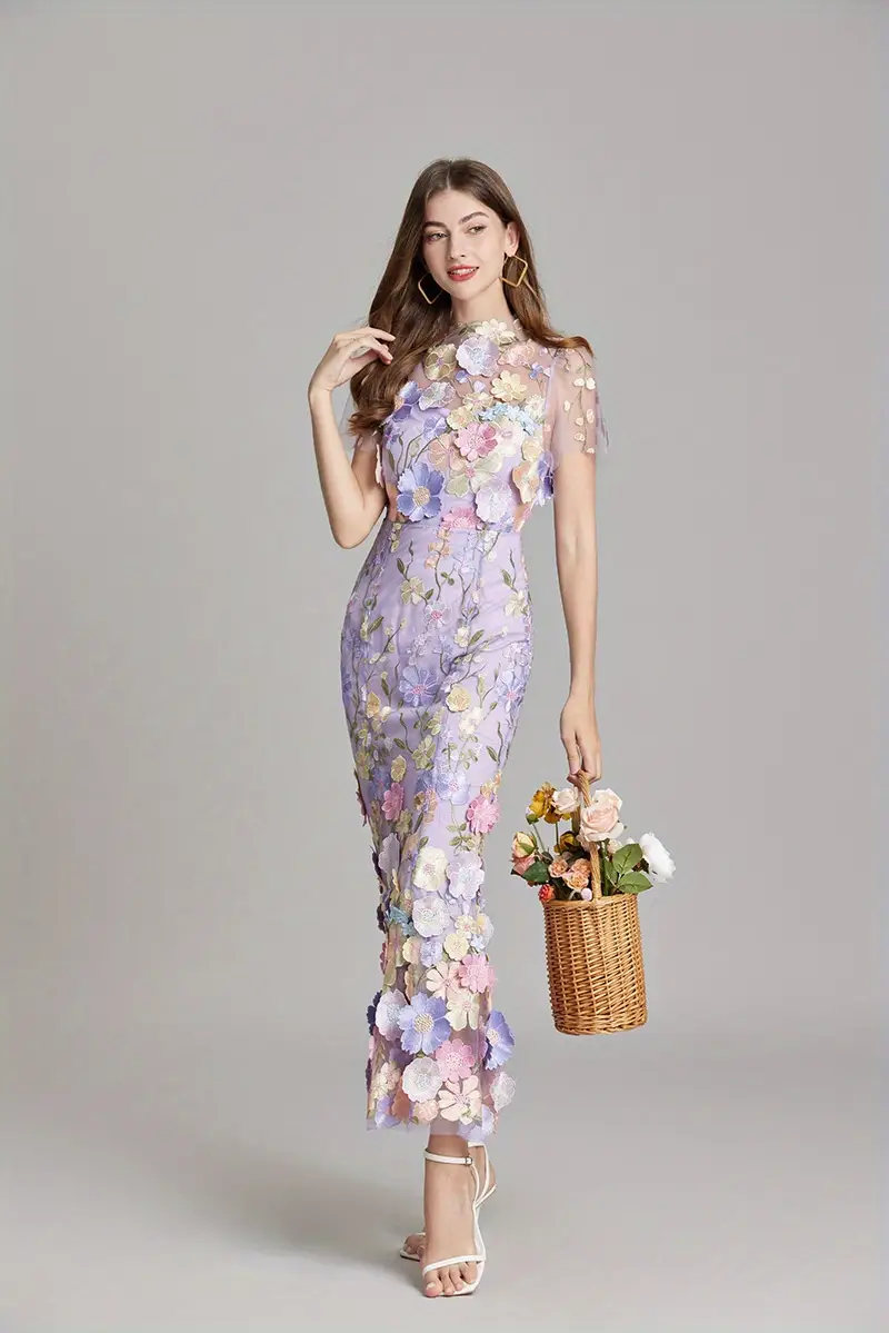 elegant heavy duty floral lace embroidered fitted mermaid long dress for women suitable for weddings and bridesmaid attire Product details 7