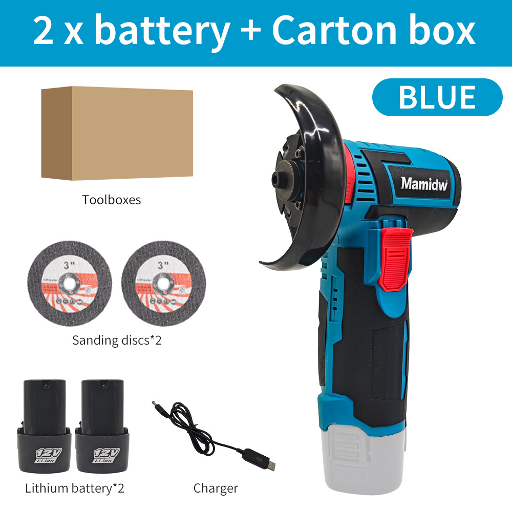 Image of Cordless Angle Grinder, Mini Electric Angle Grinding Tool With 2pcs Batteries And Discs, Handheld Grinder For Metal/wood Grinding And Polishing