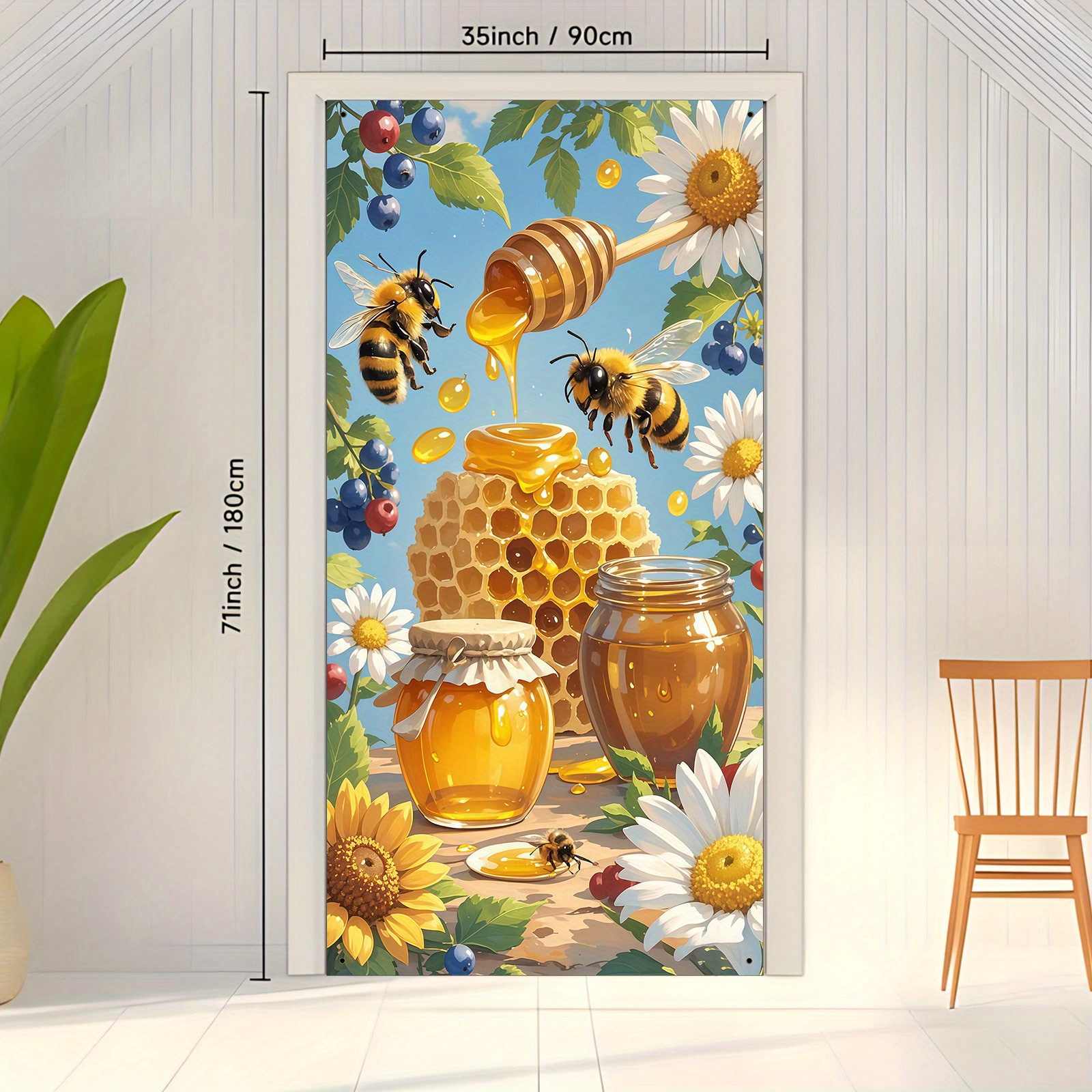 E-shop Partybanner, Größe 1 Stück (35*70 Zoll / 90*180 cm), aus Polyester, für eine Bienenfest-Partydekoration mit lebendigen, künstlerischen