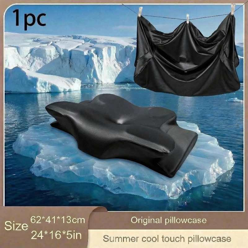 TEMU 1pc Satin Neck Pillow Cover, -shaped Original Pillow Cover, Summer Cool Pillow Cover, 60*40 Pillow Cover, Suitable For Women As A Cooling Pillow