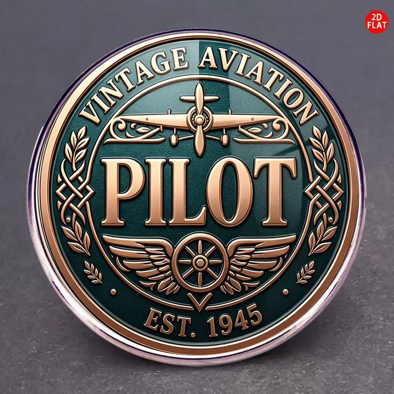 TEMU Plat 2D, 1 pièce, Broche Insigne Émaillé Pilote d'Aviation Vintage 2D en Acier Inoxydable pour Hommes Femmes Épingle de Tendance Aircra, Plat 2D