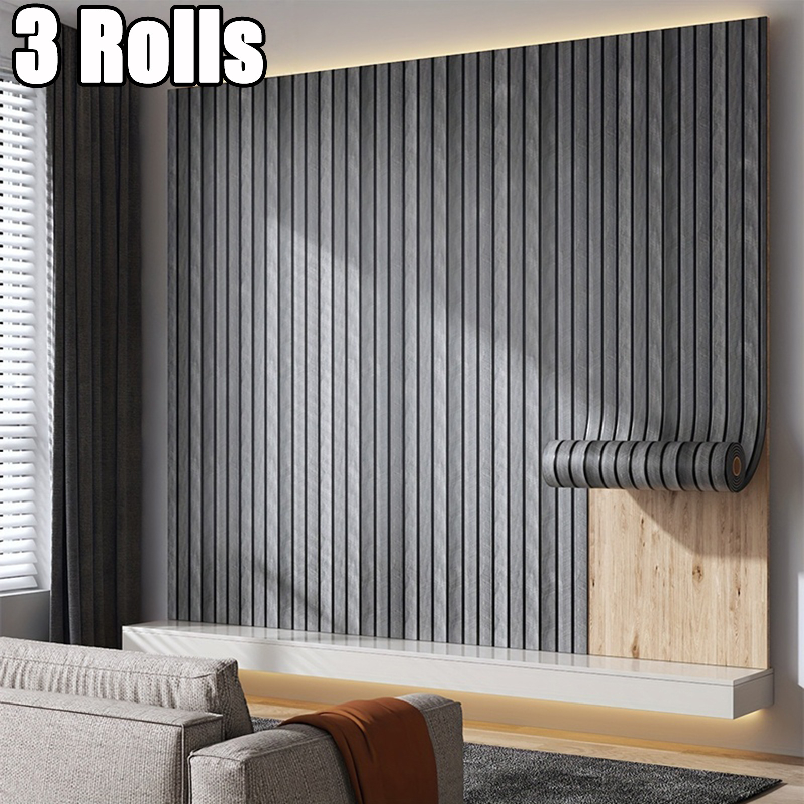 3 Rolls Self-adhesive Fish Bone Wood Grain Wall Sticker, 3d Three-dimensional Wall Panel, Waterproof, Oil-proof, Removable Seamless Splicing, Strong Backing Adhesive Fixed With , Covering Wall