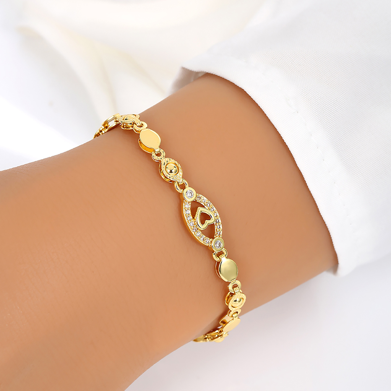 

18k Plated Copper Bracelet Synthetic Zirconia, And For And