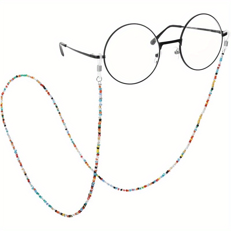 Image of A Colorful Beaded Eyeglass Chain, A Mask, And A Strap For Women's Glasses