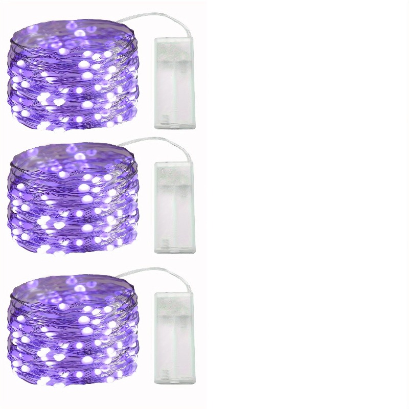 TEMU 3pcs/set 1m 10led Purple Led Fairy Lights String Lights, Battery Powered. Suitable For Home Decor, Birthday Parties, Weddings, Bedrooms, Walls,