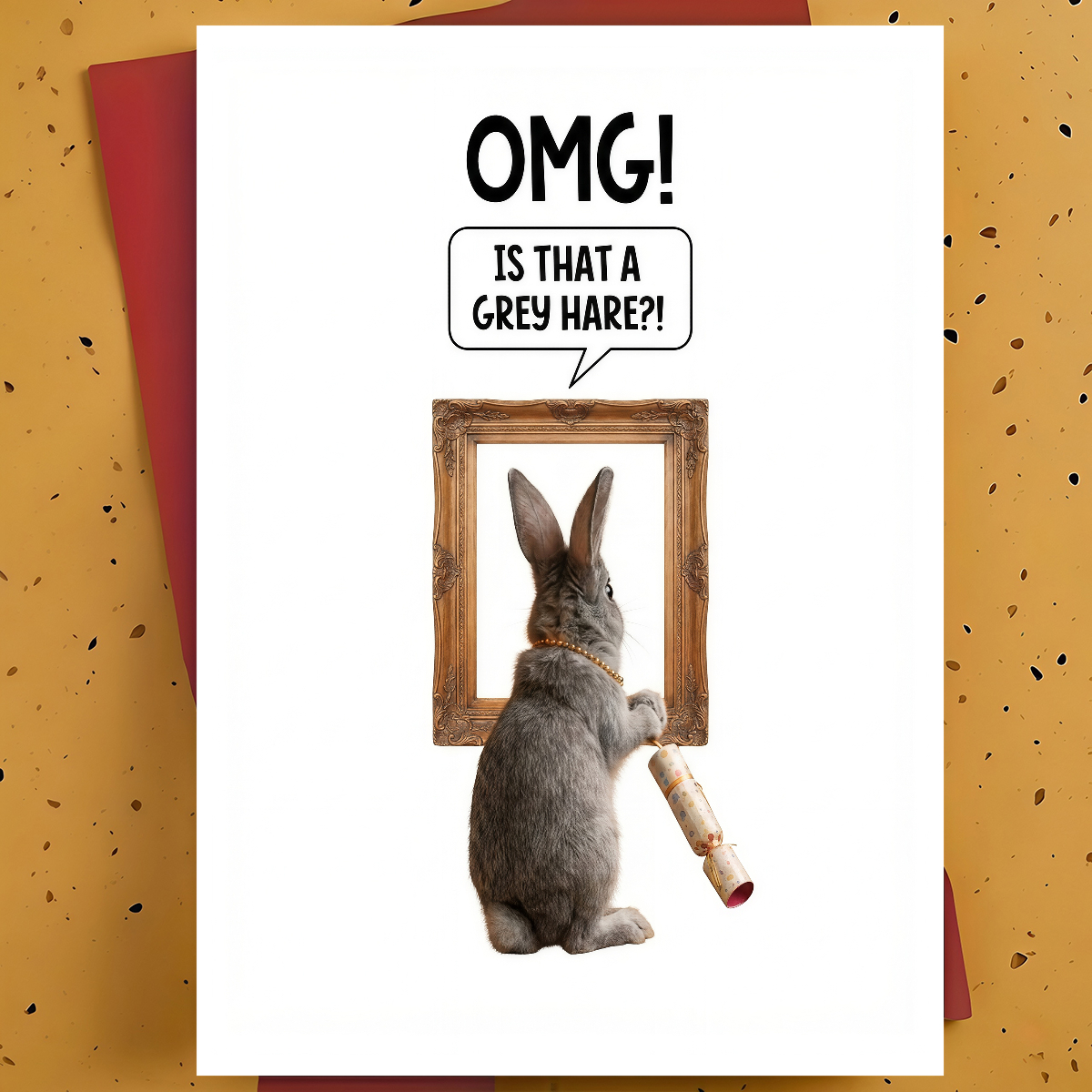 TEMU 1pc Funny Birthday Card For Friend, Coworker, Partner - Grey Hare Rabbit Photo Illustration, Aging Humor, Thickened, With Envelope