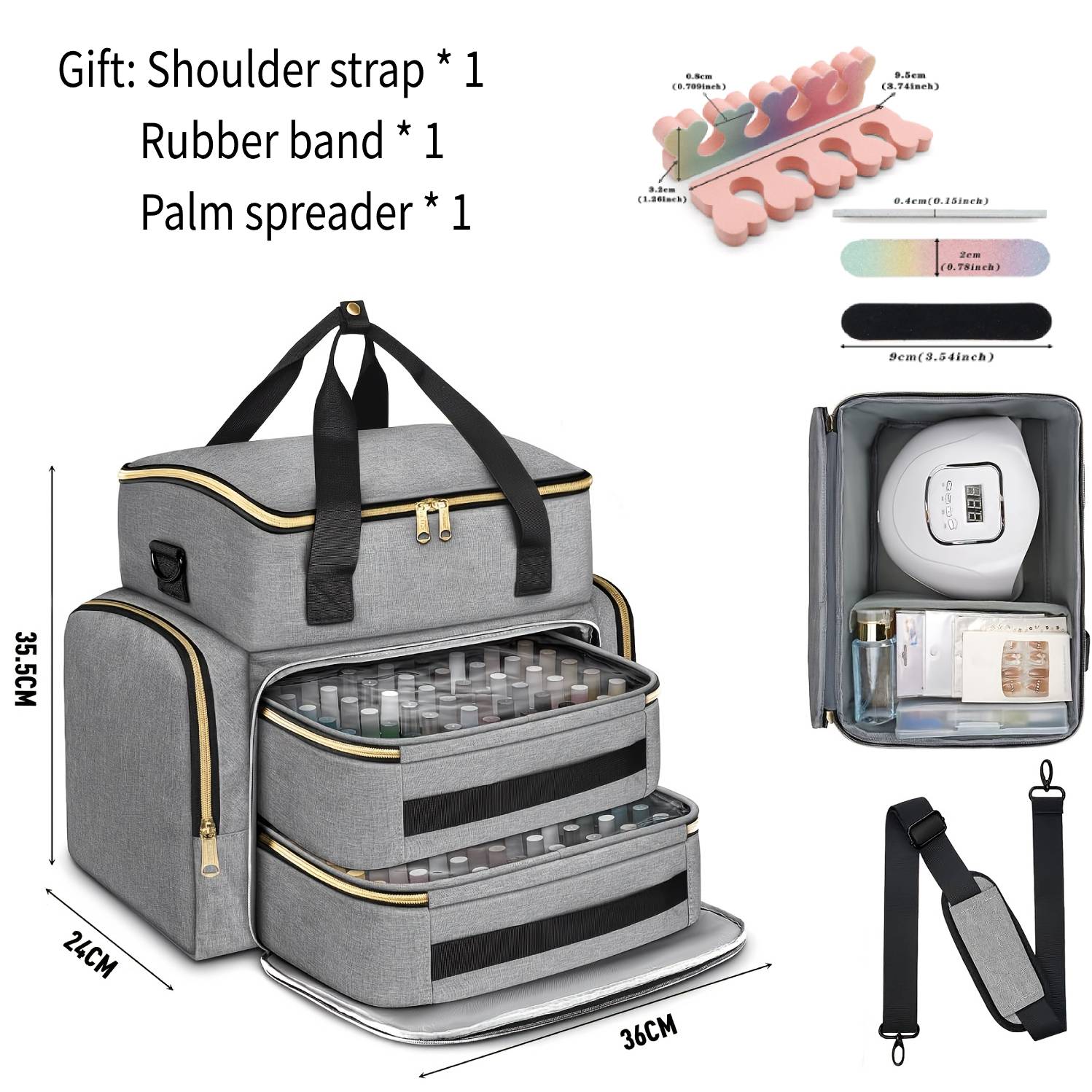 TEMU This Extra-large Nail Polish Storage Bag Features 6 Individual Compartments, A Separator And Nail File, And Can Hold 96 To 100+ Nail Polish