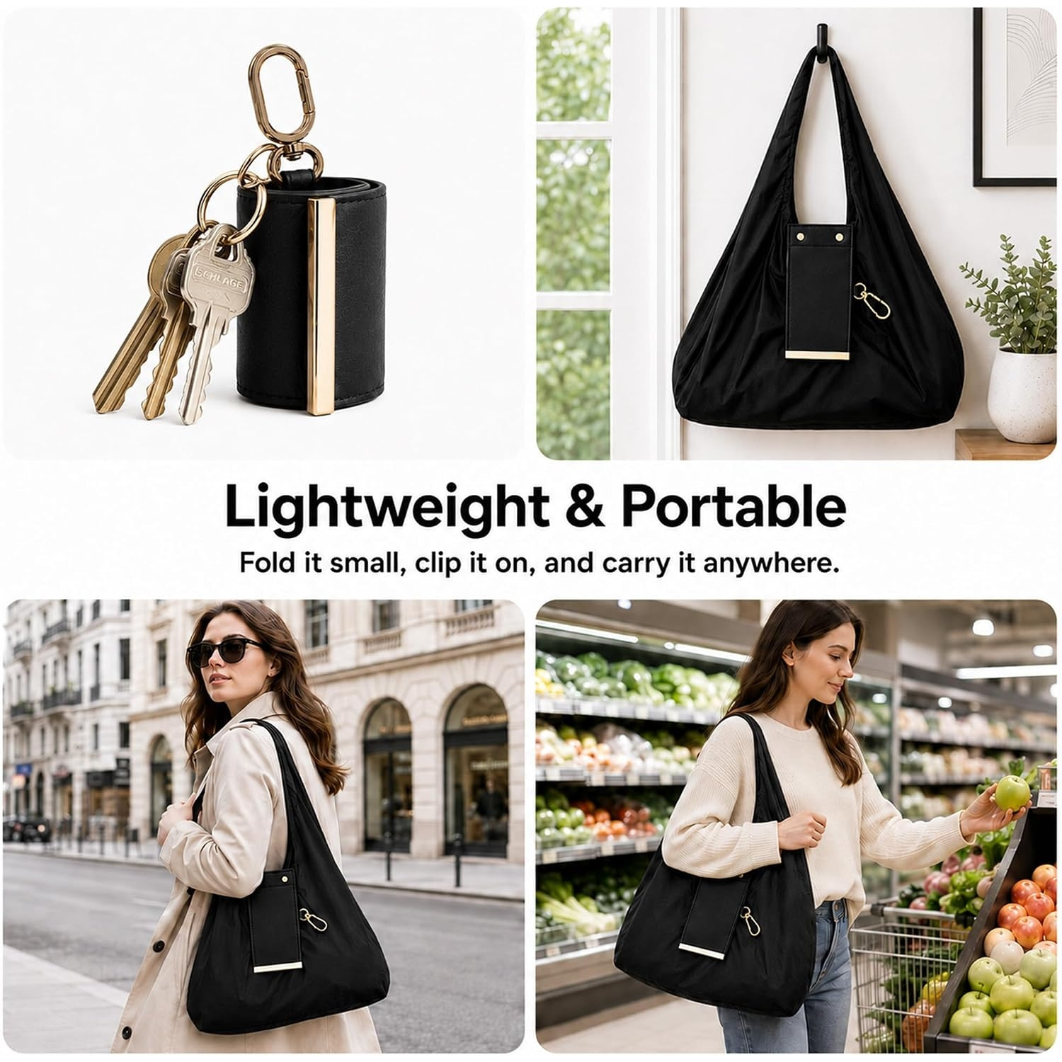 Mini Keychain Tote Bag, Foldable and Compact