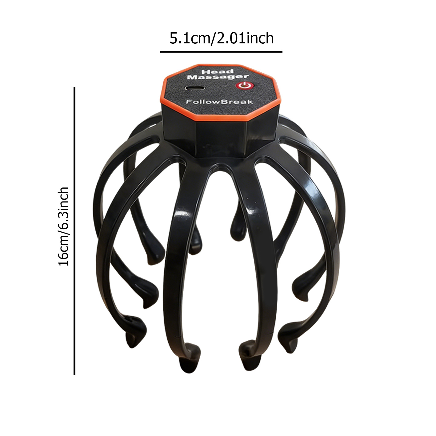 Masajeador Eléctrico de Cuero Cabelludo de 10 Dedos, Recargable por USB - 3 Ajustes Regulables - Masajeador de Vibración Portátil. Un Regalo Ideal para el Día de San Valentín, Día del Padre o Día de la Madre