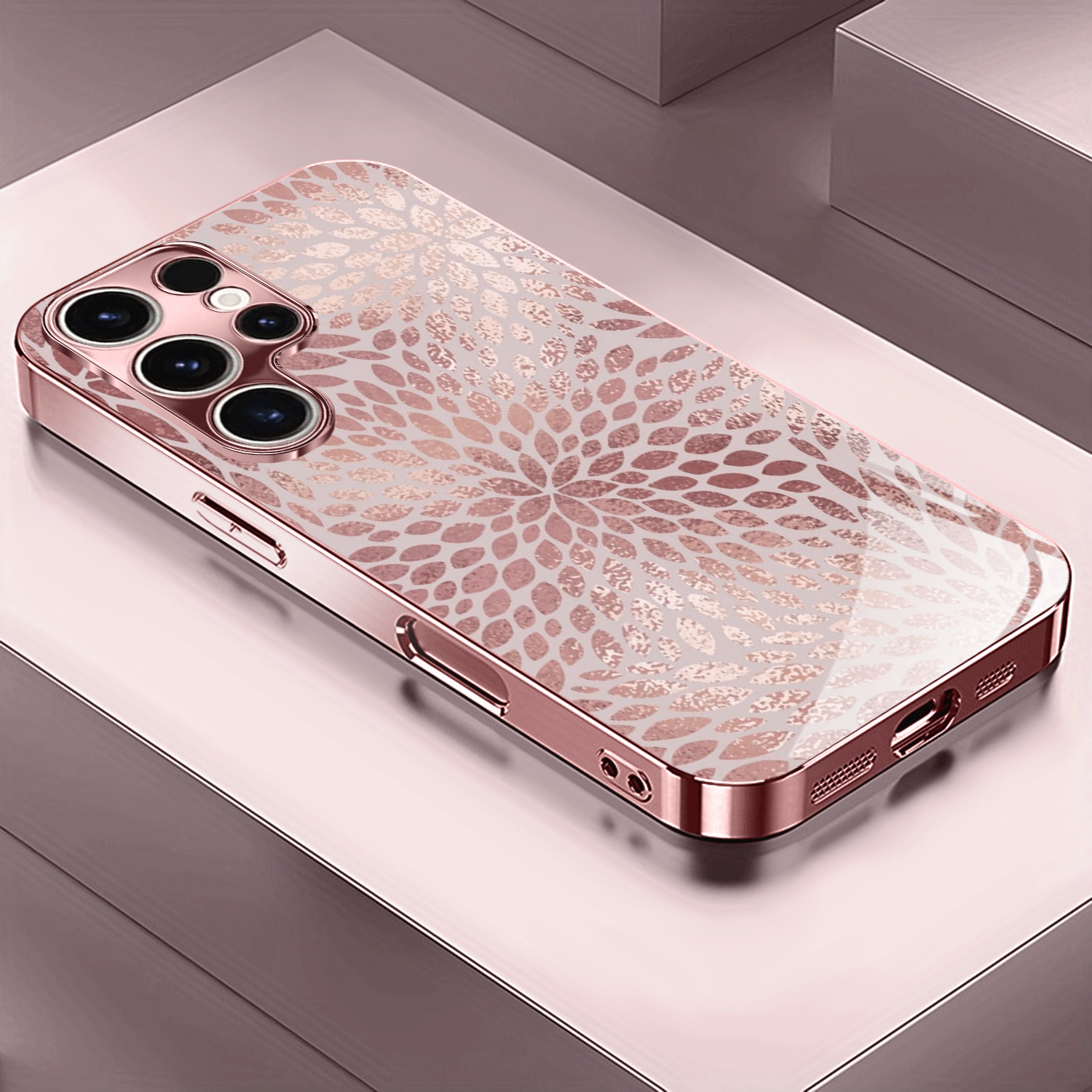 Ohišje za telefon: Sijoč vzorec rožnato zlato/Elektroplastirano ohišje za Galaxy A51/A52/A53 5G/A54/A55/A56/A71/A72/A73/Note 10/Note 20