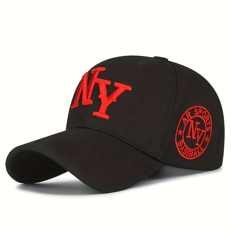 TEMU Casquette de baseball unisexe brodée NY, casquette snapback décontractée réglable pour l'extérieur, adaptée aux voyages, au tourisme et aux