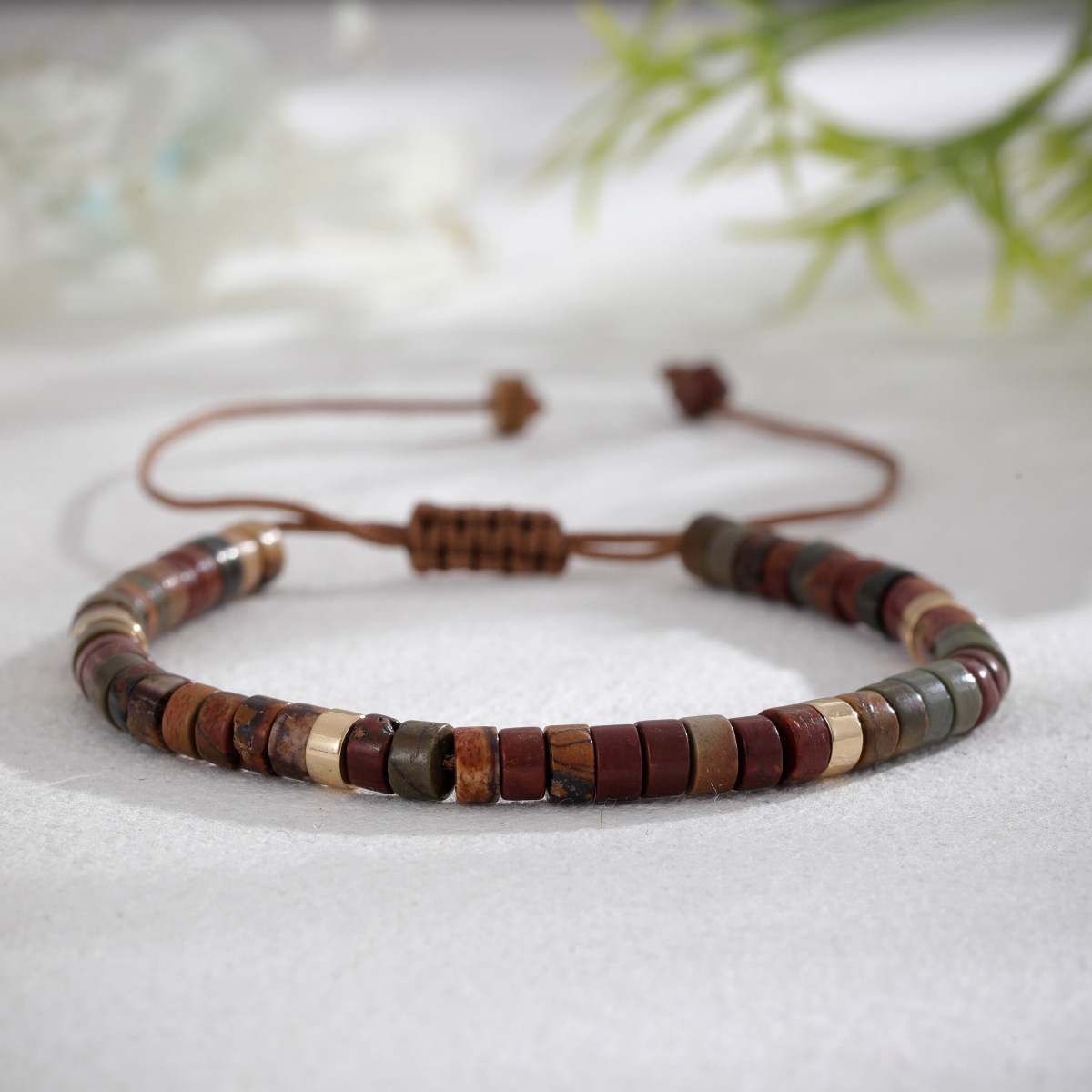 Image of A Women's Woven Bracelet/natural Stone Bead Bracelet/multicolored Beaded Accessory With An Adjustable . A Trendy Piece A Popular For Gifts For Girlfriends Or On Birthdays Or Holidays
