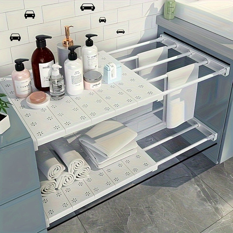 突っ張り棒棚\ Tension Rod Shelf x 2 Amazon.com: BAOYOUNI Expandable Closet Tension Shelf Rod