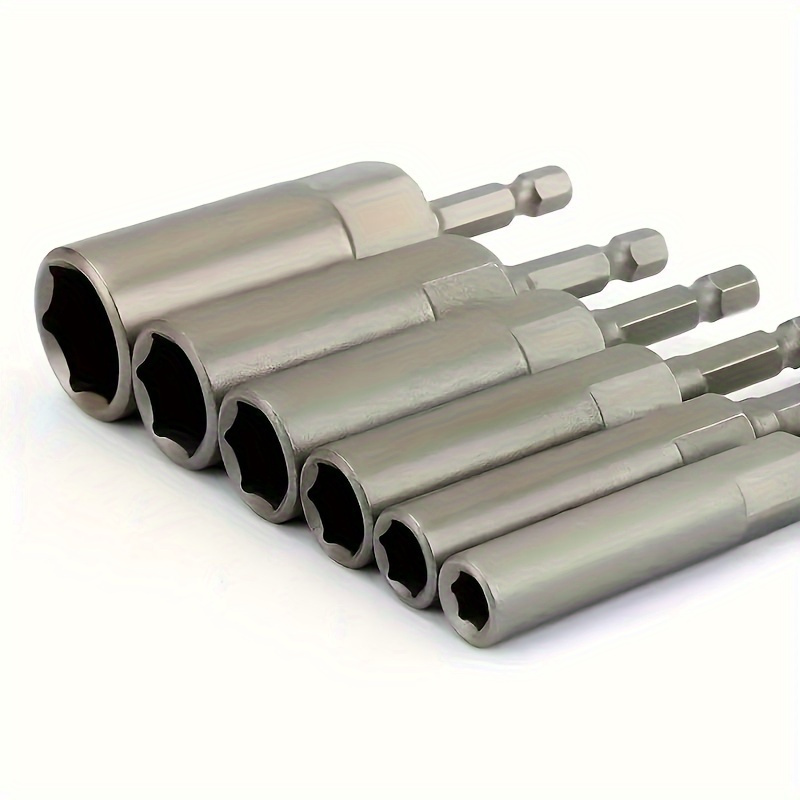 TEMU 6pcs 80mm Long Deep Nut Screwdriver Drill Bit With 6-17mm Impact Socket Adapter And 6. Hexagonal Socket- And Precise Screwdriving