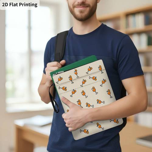 1pc orangedrinkglasses print book cover with zipper closure book protector storage bag front pocket for students teachers office supplies