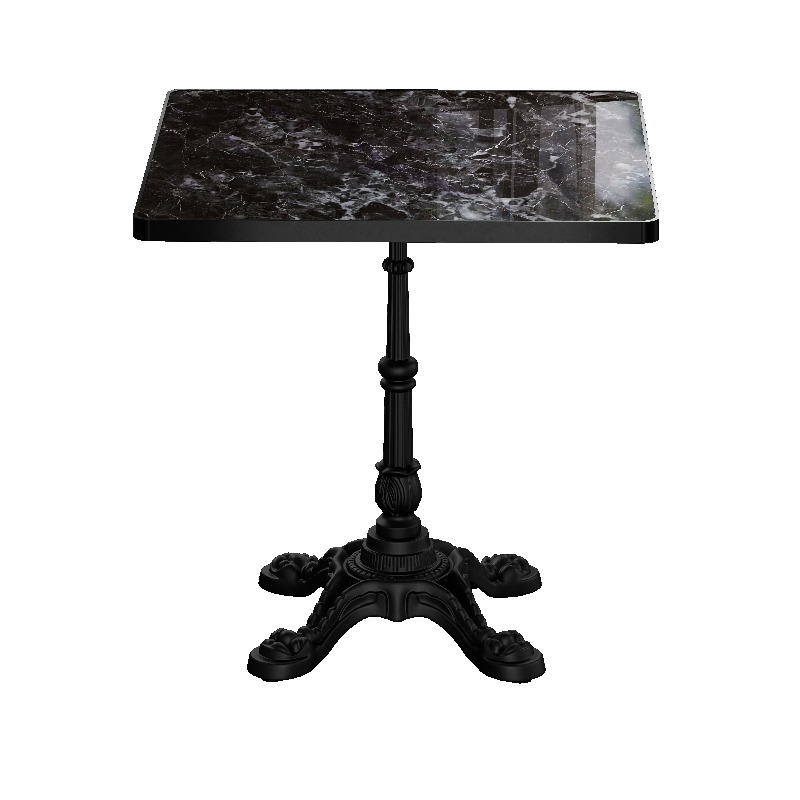 Marble-Look Sintered Stone Square Table - Heavy-Duty Cast Iron Base for Bistro, Cafe, Bar And Home Use