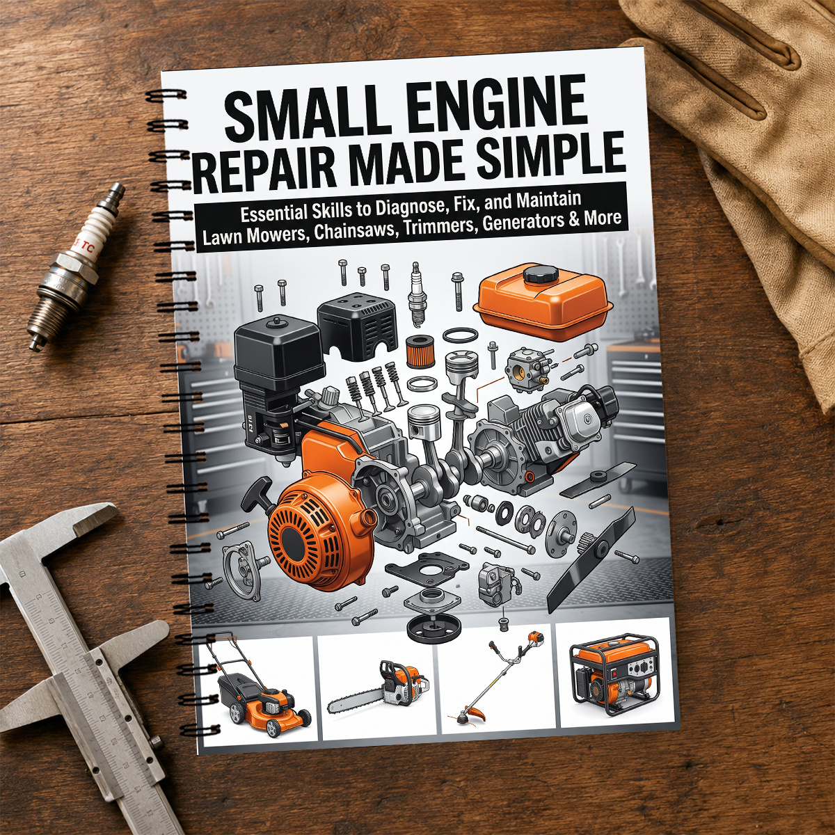 Temu – TEMU Small Engine Repair Subject Notebook: Spiral-bound Study Notebook For Lawn Mowers, Chainsaws, String Trimmers & Generators, Small Gas Engine ,