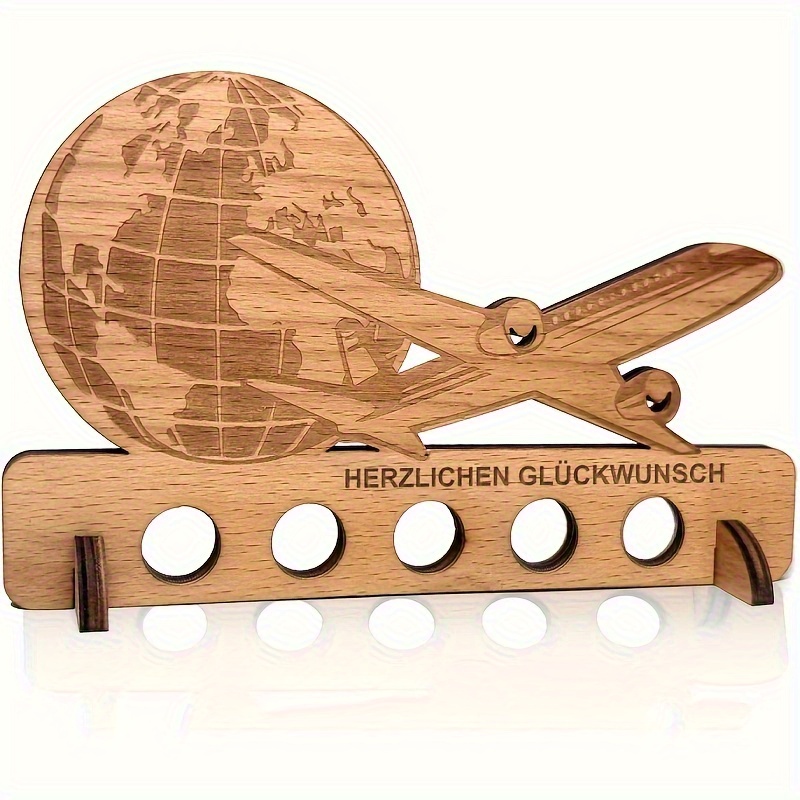 Image of 1pc Wooden Airplane Themed Money Gift, Cash Gift Packaging, Honeymoon Gift, Travel Gift, Birthday Gift, Desktop Ornament