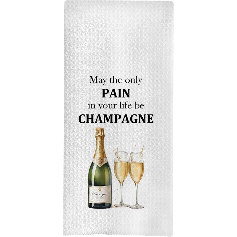 TEMU 1pc Champagne-colored Wine Print Cleaning Cloth, Scouring Pad, Dish Towel, Cleaning Essential, Holiday Gift, Gift For