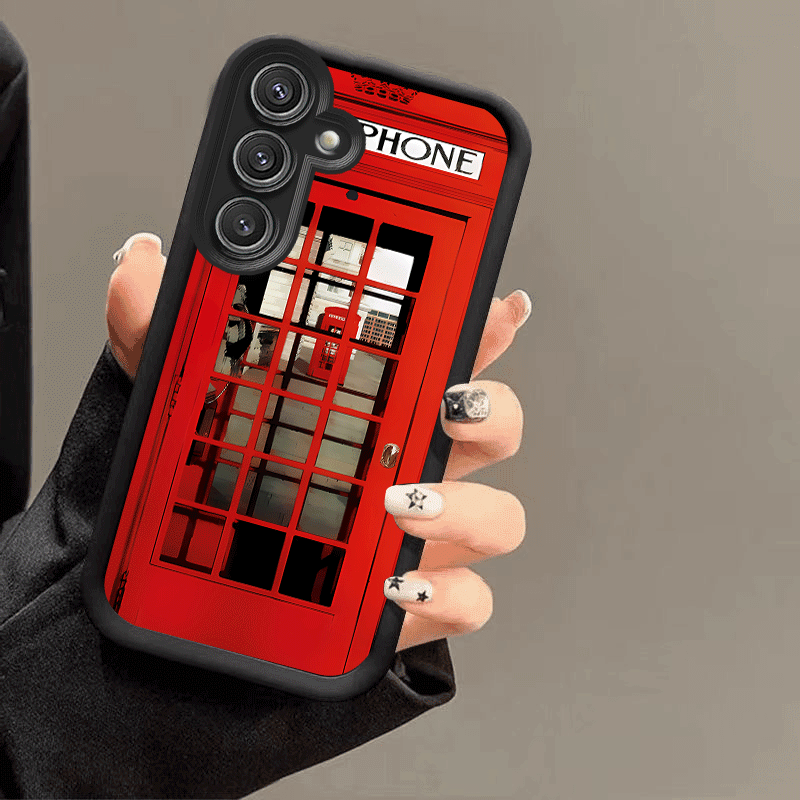 TEMU Phone Case: Red Telephone Booth Pattern Case, Suitable For Galaxy