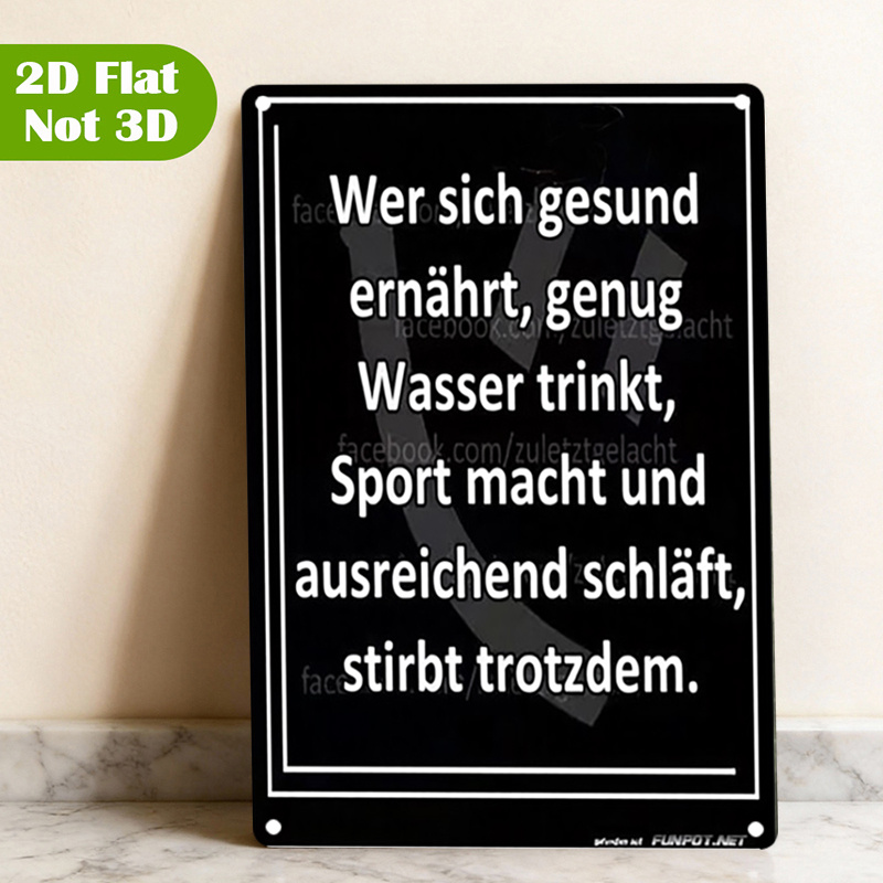 TEMU 2d Flat, 2d Flat 1pc Funny German Quote Sign, Health Humor Plate Wall Art Print, German Text Plate Wall Art Print, Gym Lifestyle Platesign, Sign