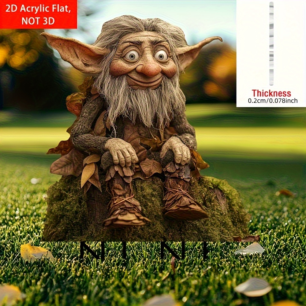 2d Flat 2d Flat, 1pc Dwarf Sitting Acrylic Garden Plug, Multifunctional Outdoor Lawn And Terrace Decoration, Suitable For 's Day, Valentine's Day, Ramadan Easter, 2d Flat