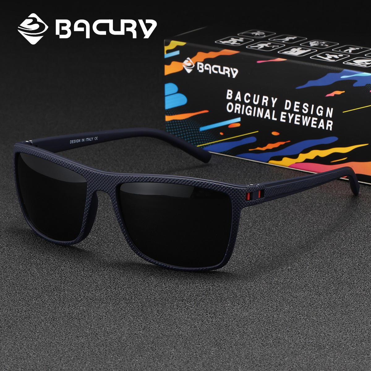 BACURY Minimalist Casual Style Men'S Sunglasses with Polarizing Film And Square Frame Reduce Glare While Driving, Daily Commuting, UV 400