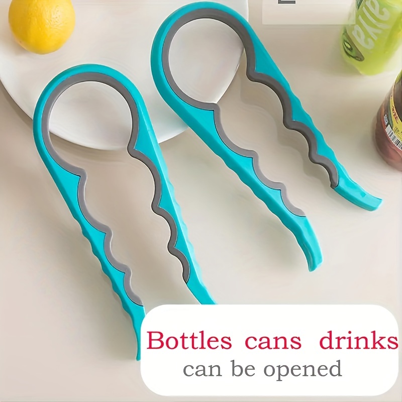 1pc Blue & Yellow Multifunctional 4-in-1 Household Easy Can Opener & Jar  Opener & Bottle Opener
