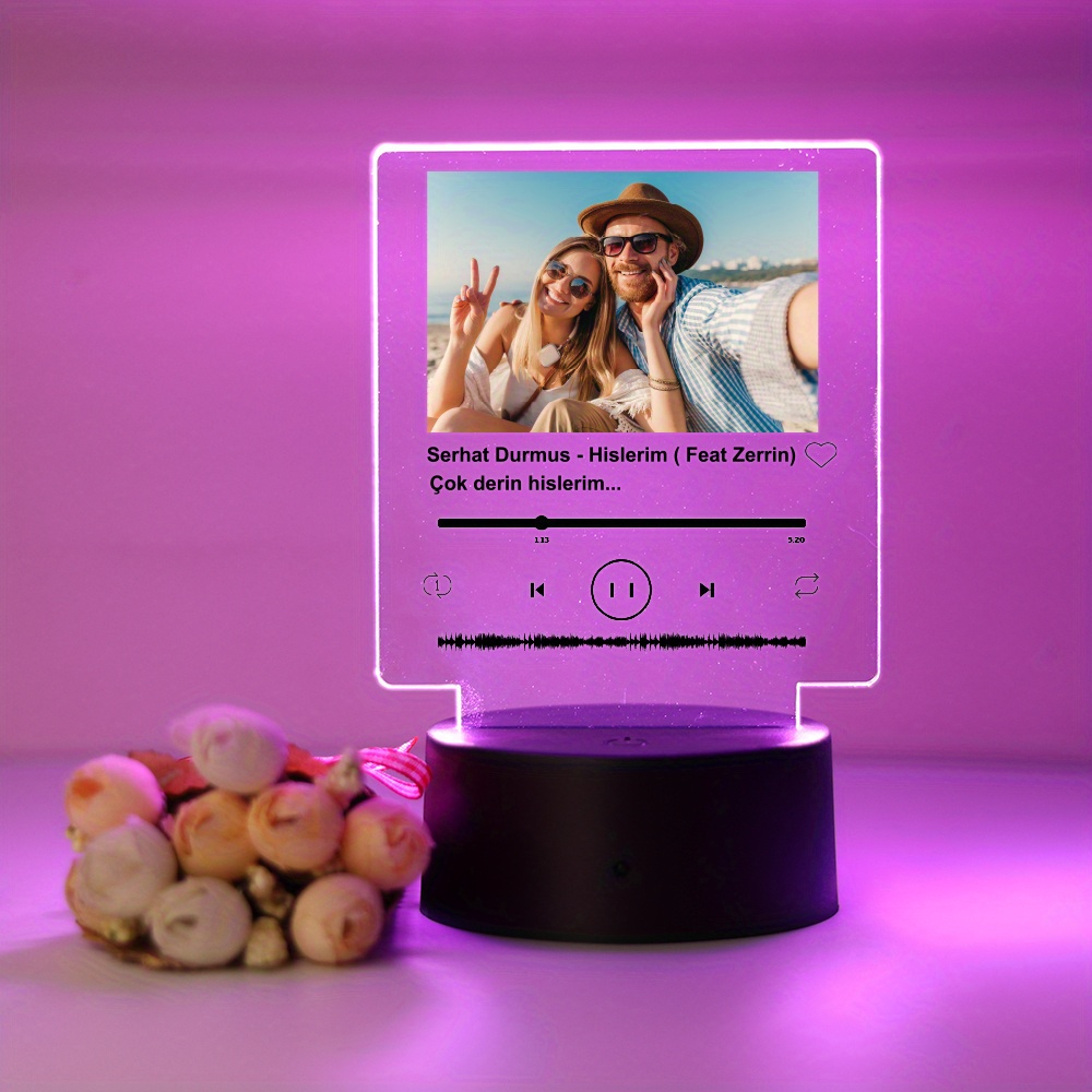 Custom Spotify Night Light with 7 Colors Spotify Acrylic LED Lamp Couple  GIfts