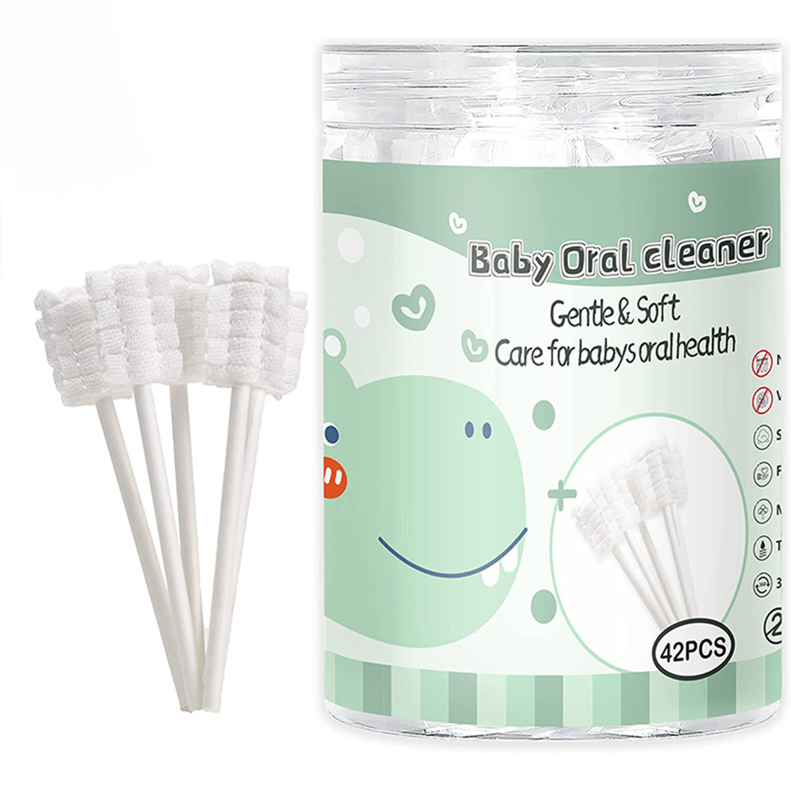 dearlomum Limpiador de lengua para bebé, cepillo de dientes para bebé  recién nacido, 96 piezas, cepillo de dientes desechable para bebés,  limpieza