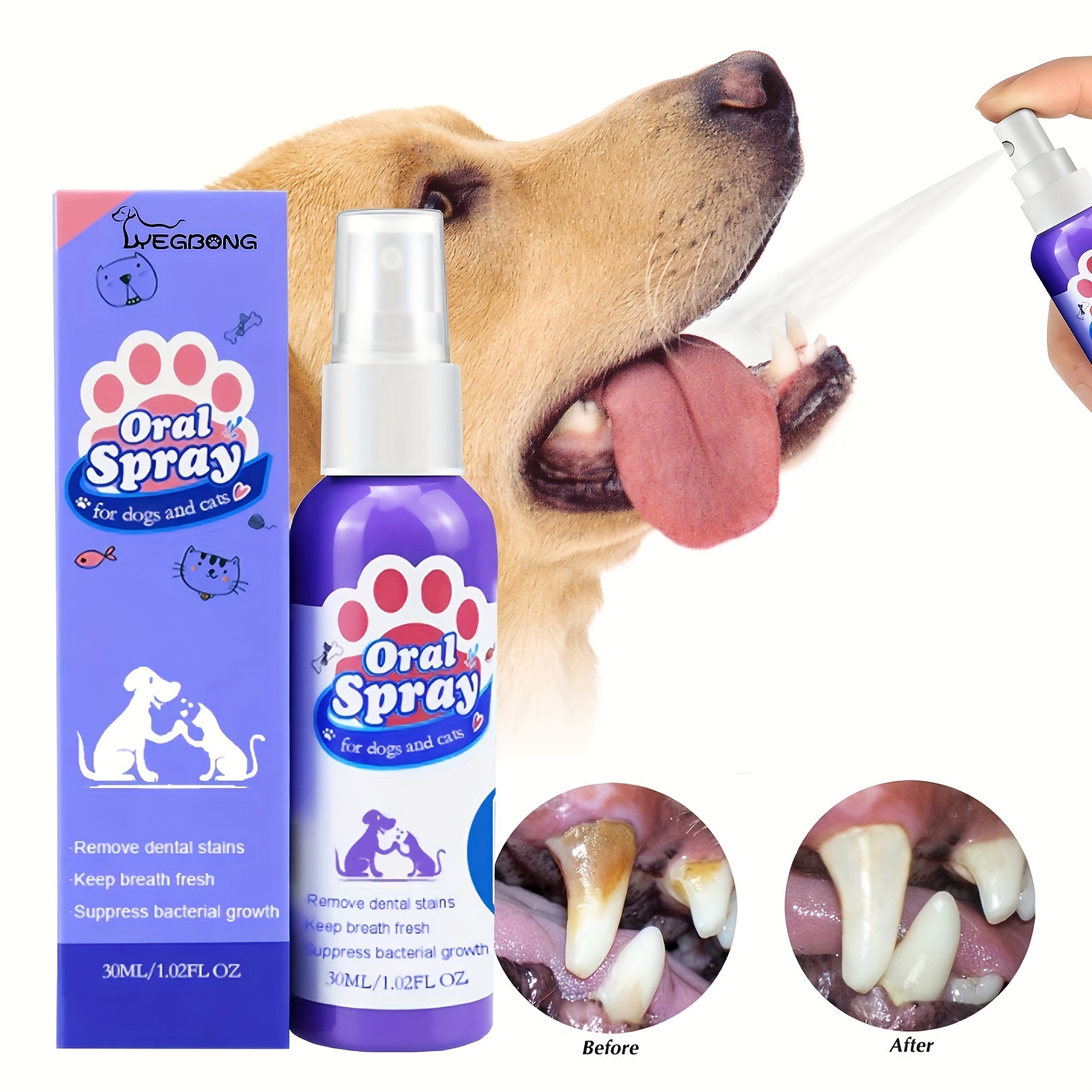 Pet Teeth Cleaning Spray, 120ml Pet Breath Freshener Oral Spray