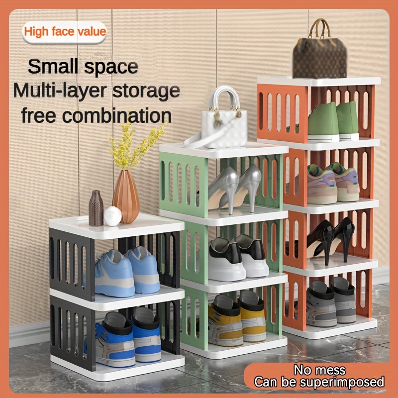 Household Storage Artifact Multi-Layer Shoe Storage Rack Space Saving  Economical Home Narrow Door Corner Seam Door Shoe Cabinet