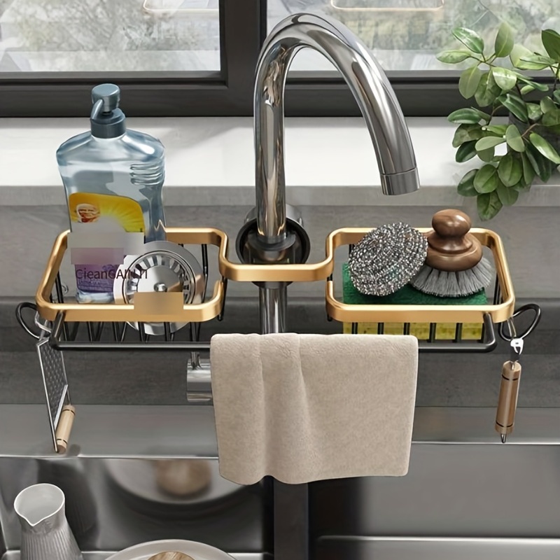 Multi-purpose Faucet Sponge Holder With Hook - Kitchen And Bathroom  Organizer For Dish Washing, Shampoo, Brushes, And More - Easy To Install  And Convenient To Use - Temu