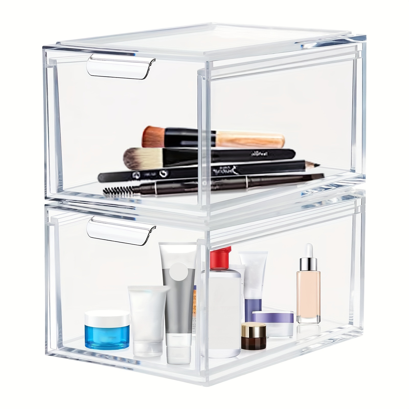 STORi Audrey Stackable Clear Bin Plastic Organizer Single Drawer |  4.5-Inches Tall | Organize Cosmetics and Beauty Supplies on a Vanity | Made  in USA