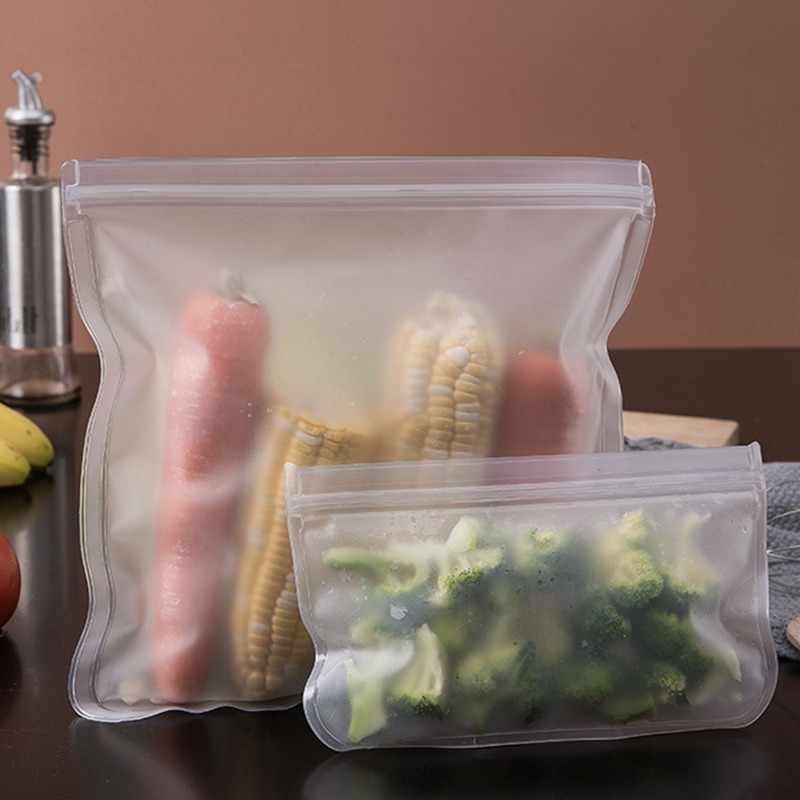 Acheter 2 pièces sac Transparent de congélateur de nourriture de qualité alimentaire  réutilisable EVA sac de conservation frais réfrigérateur légumes et fruits  sac auto-scellant organisateur de cuisine