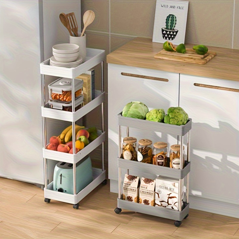 Carrito de cocina, suelo de cocina, carrito de almacenamiento de frutas y  verduras multicapa, espacio estrecho, organizador lateral móvil para nevera