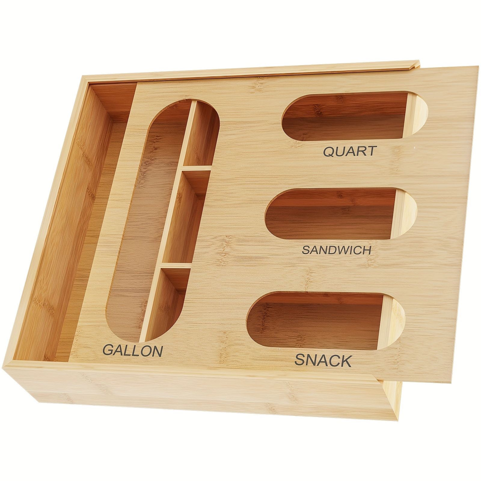 Bamboo Ziplock Bag Storage Organizer And Dispenser For Kitchen Drawer  Suitable For Gallon Sandwich & Snack Variety Size Bag - AliExpress