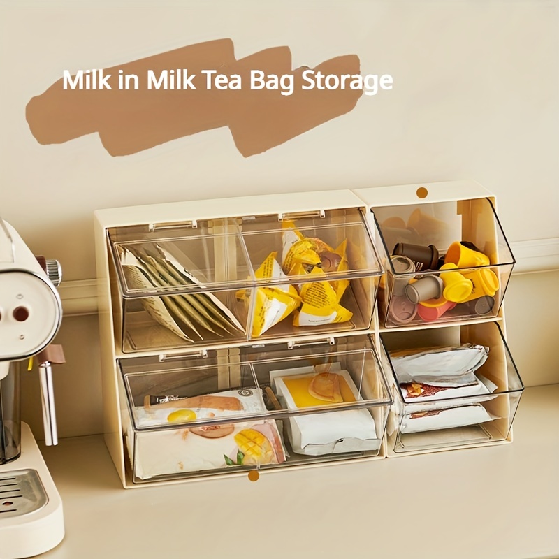 1pc Double-layer Tea Bag & Snack Storage Box, Simple & Creative Household  Tea Bag Organizer For Office Desktop, Instant Bag & Capsule Coffee Storage  Rack Tea Leaves Holder