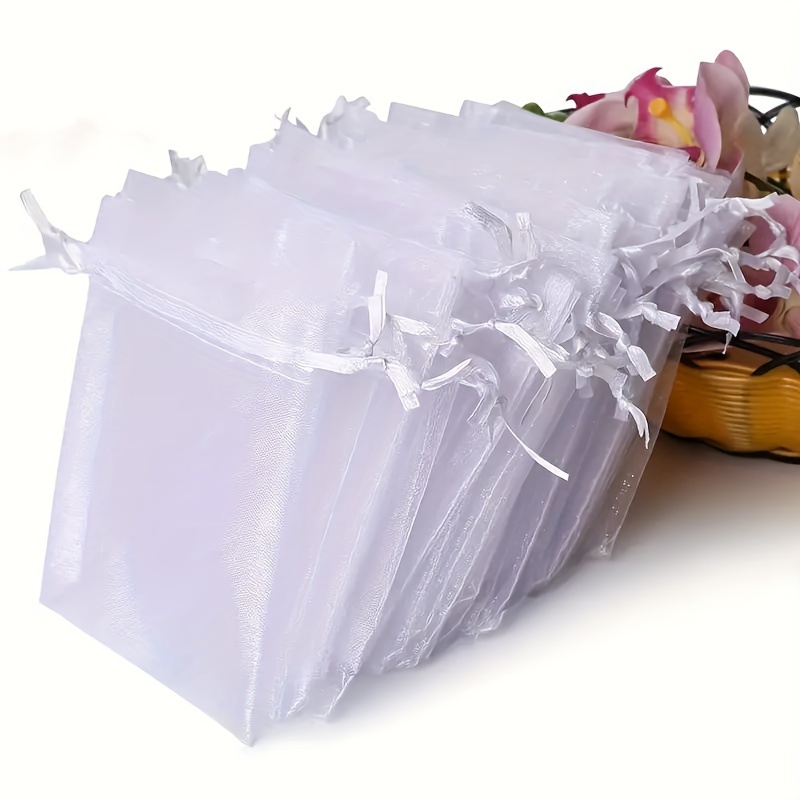  500 Pcs Organza Gift Bags Jewelry Bags Small Mesh Bags  Drawstring Sachet Bags Wedding Favor Bags Bracelet Bags for Packaging Sheer  Bags Jewelry Pouches for Small Gifts (White, 5 x 7