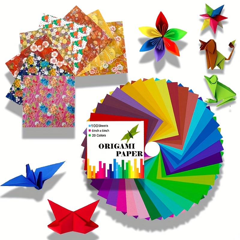 Kit de papel de origami para niños, 108 papel plegable de colores vivos, 54  patrones, kit de proyectos de arte con libro de origami para 5, 6, 7, 8