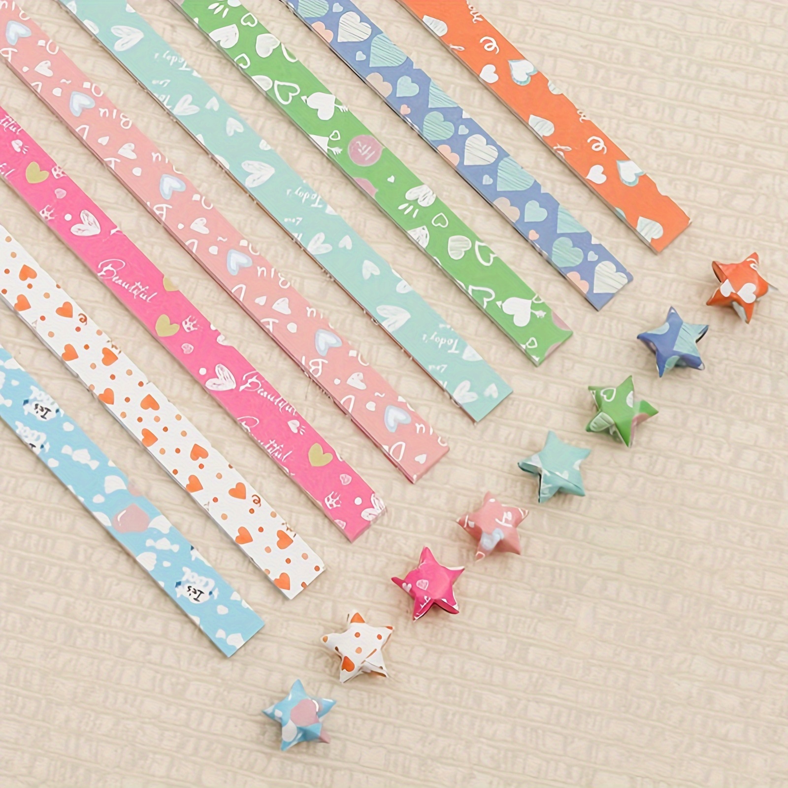 1set/136Pcs Kids Single Sided DIY Crafts Home Decor Mix-Color Set  Scrapbooking Folding Lucky Star