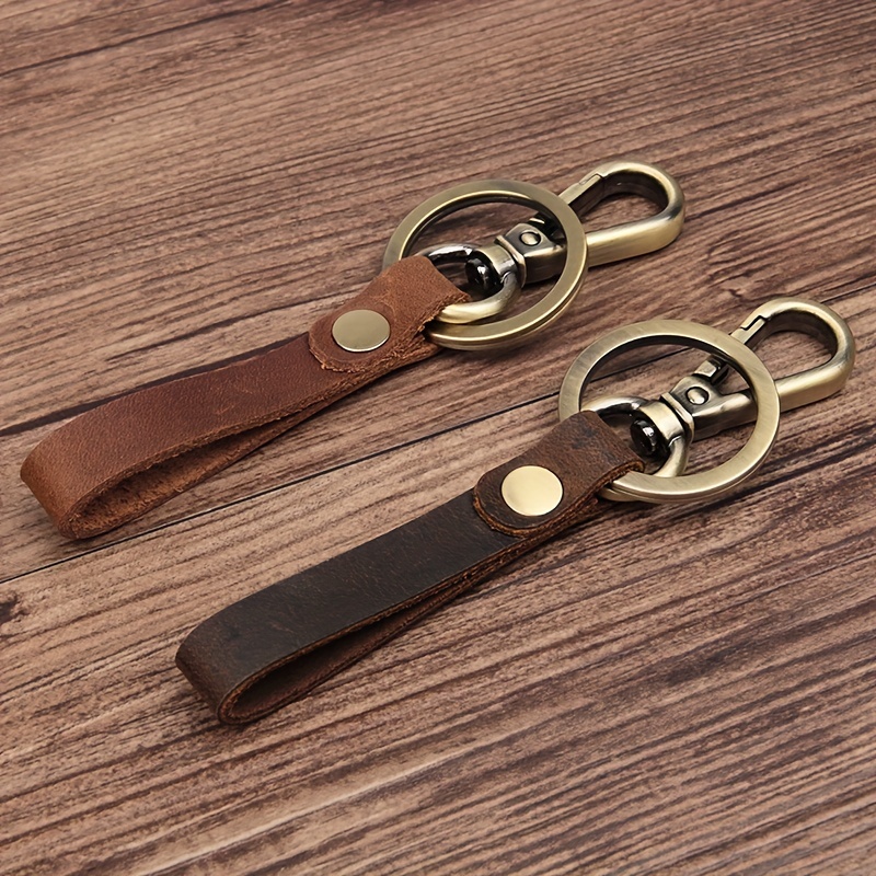 Luxury Leather Lanyard Keychain Car Key Ring Holder Wear-resistant Pendant  Keychains Portable Anti-lost Keyring Gifts Men Women Brown 