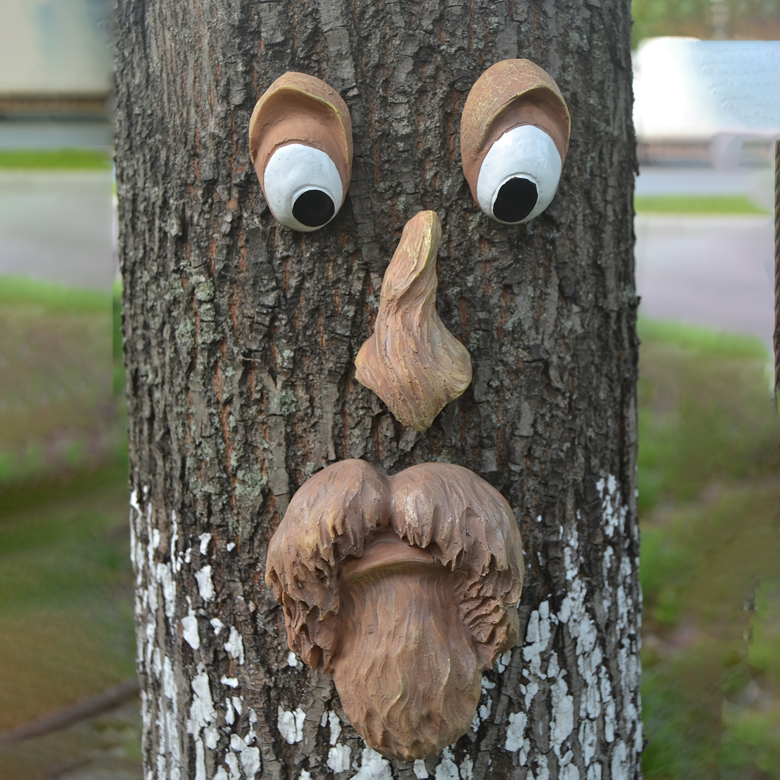 Willy the Tree Face. Funny Faces for Trees. Outdoor Sculpture 