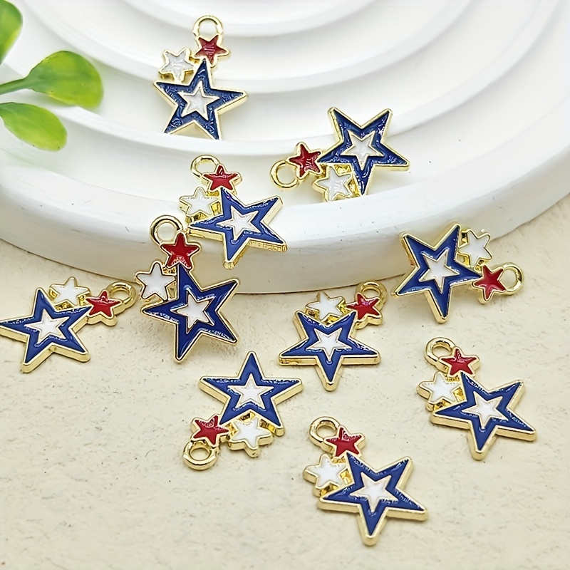 4 Star Pendant Charms, Dripping Star Pendants, Dangle Charms