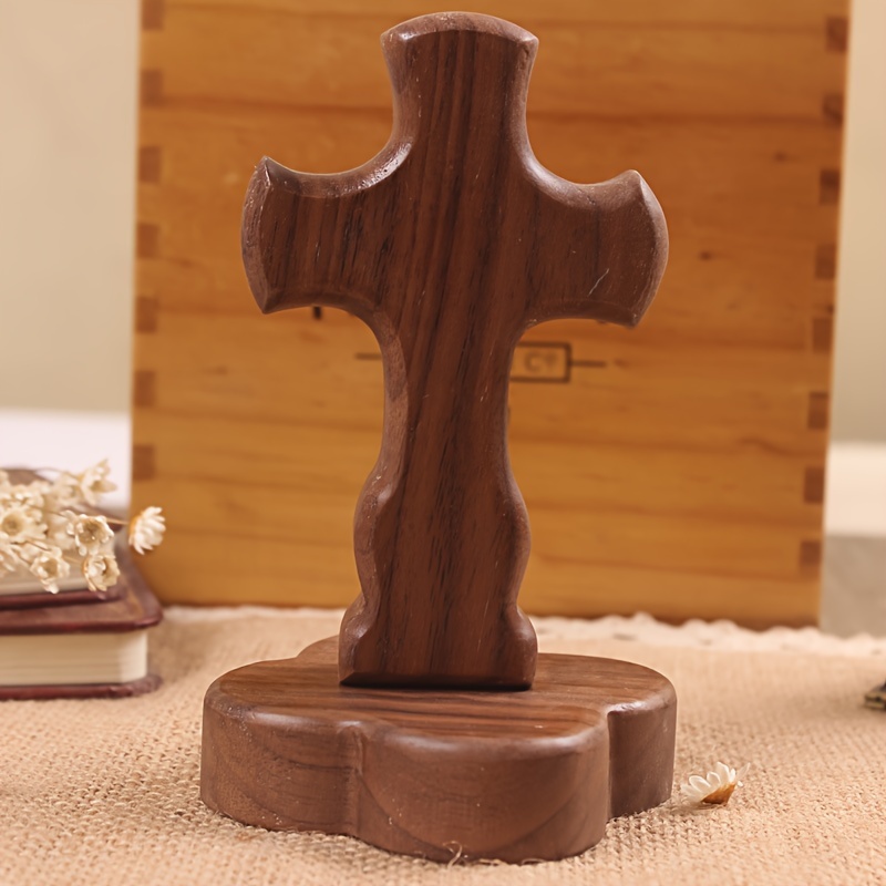 24 cruces de madera católicas de madera para manualidades, pequeña  decoración de bautismo, cruz rústica de pie para mesa, primera comunión con  24