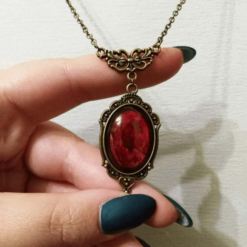 Collares de Acero Inoxidable para Mujer doble cadenas con dije de corazon  cristal roja