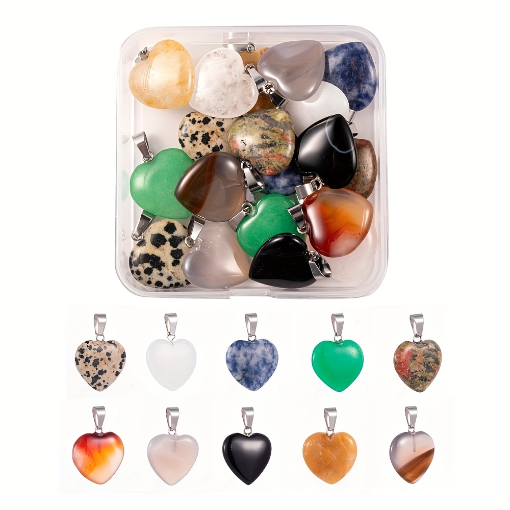 Heart Gemstone Charms 6 Style Crystal Natural Synthetic Stone Pendants Rose  Quartz Amethyst Charms for Necklace Bracelet Jewelry Making Valentine  Mothers Day Christmas 