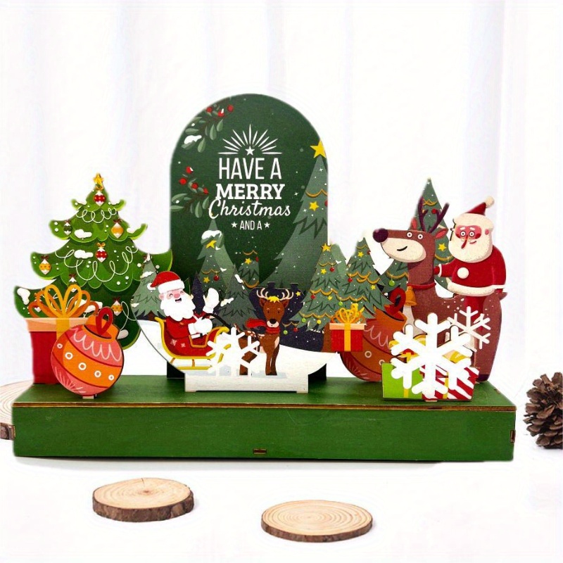 Christmas Wooden Shining Wooden Cabin Family Toy Wooden - Temu Australia