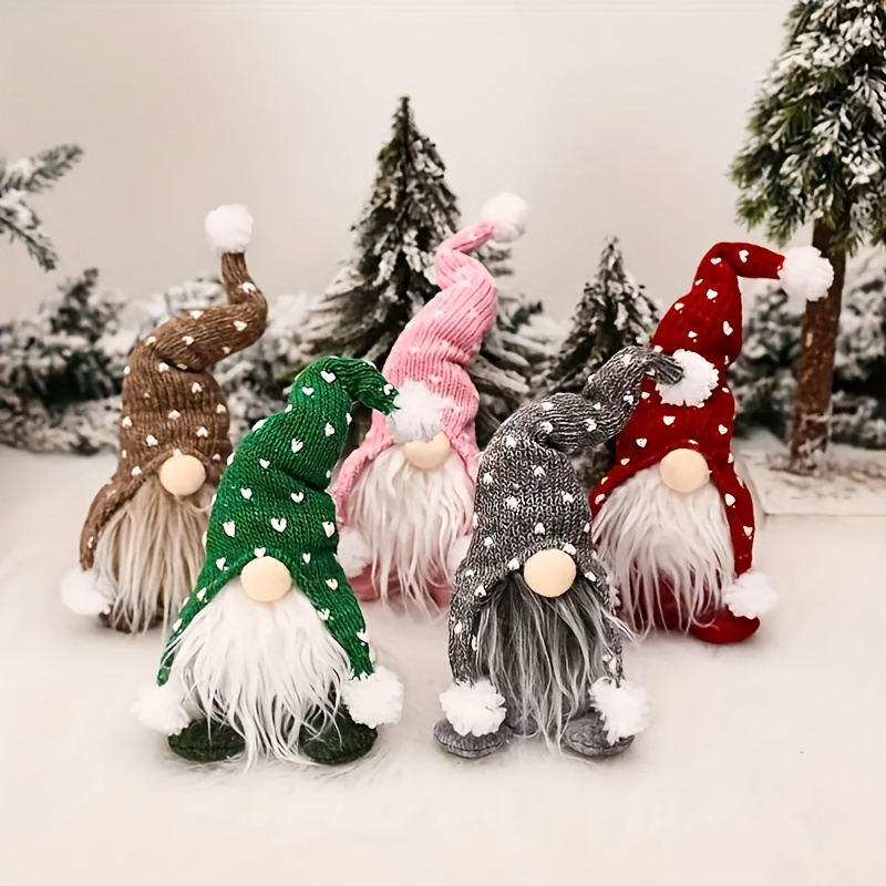 Christmas Decorations Indoor Gnomes Plush Set of 2, Rose Gold White Gnome  Christmas Ornaments Stocking Stuffers Handmade Tomte Thanksgiving Holiday